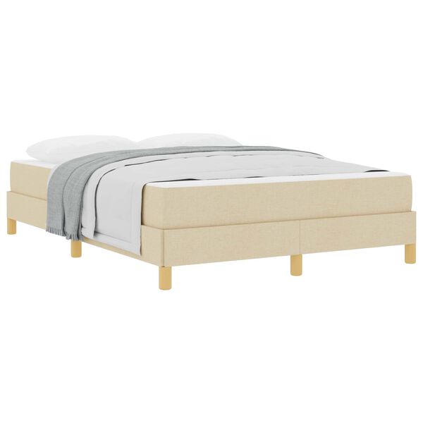 vidaXL Cama tipo Box Spring con colch&oacute;n Crema 140 x 200 cm tela