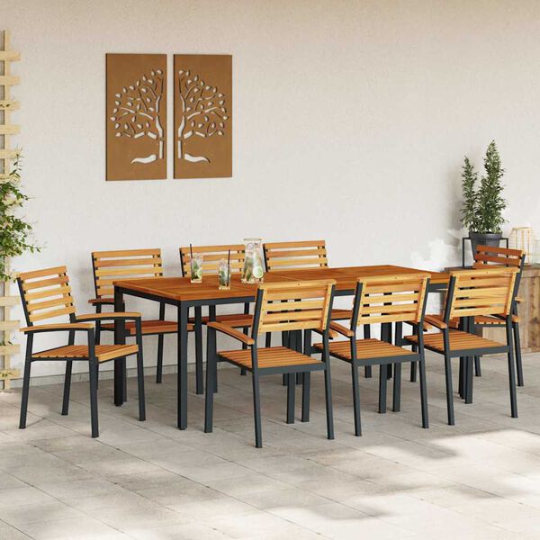 vidaXL Conjunto de Comedor de Jard&iacute;n 9 pcs Negro