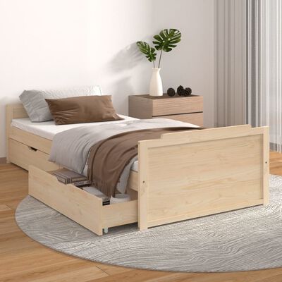 vidaXL Estructura de cama con cajones madera maciza de pino 90x200 cm