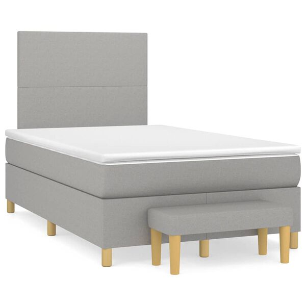 vidaXL Cama box spring con colch&oacute;n tela gris claro 120x190 cm