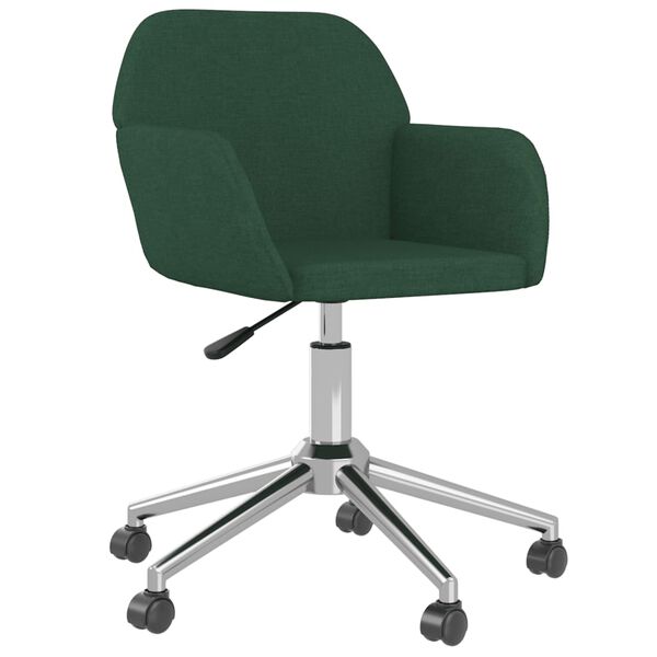 vidaXL Silla de oficina giratoria de tela verde oscuro