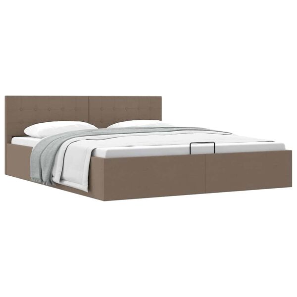 vidaXL Cama canap&eacute; hidr&aacute;ulica almacenaje sin colch&oacute;n taupe 160x200 cm