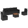 vidaXL Set de comedor de jard&iacute;n 7 pzas y cojines rat&aacute;n sint&eacute;tico negro