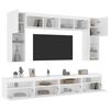 vidaXL Mueble de pared de TV con luces LED 8 piezas blanco