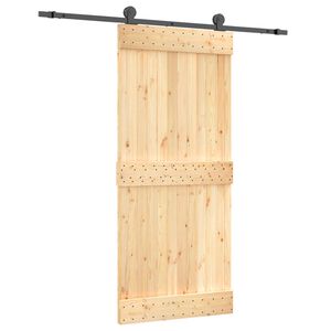 vidaXL Puerta Corredera Natural y negro 90 x 210 cm