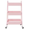 vidaXL Carrito de almacenaje 3 niveles rosa 42x41,5x77 cm acero