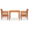 vidaXL Set comedor de jardín 3 pzas y cojines madera maciza de acacia