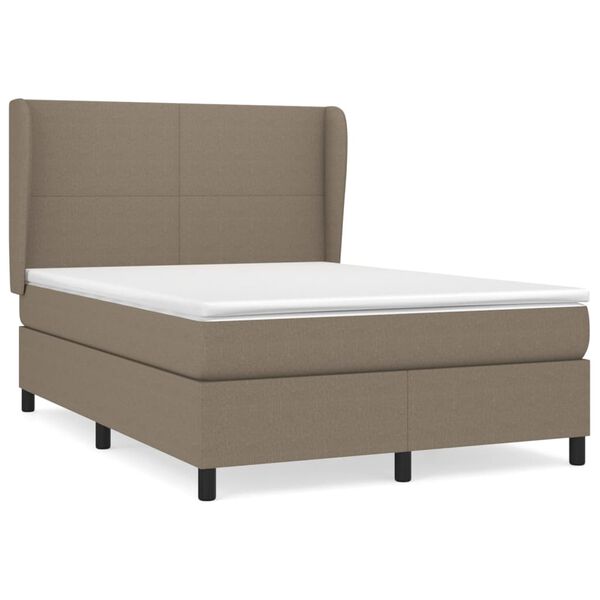 vidaXL Cama box spring con colch&oacute;n tela gris taupe 140x190 cm