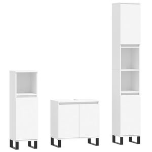 vidaXL Set de muebles de ba&ntilde;o 3 piezas madera contrachapada blanco