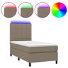 vidaXL Cama box spring colch&oacute;n y luces LED gris taupe 80x200 cm