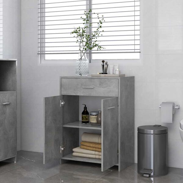 vidaXL Armario de ba&ntilde;o madera contrachapada gris hormig&oacute;n 60x33x80 cm