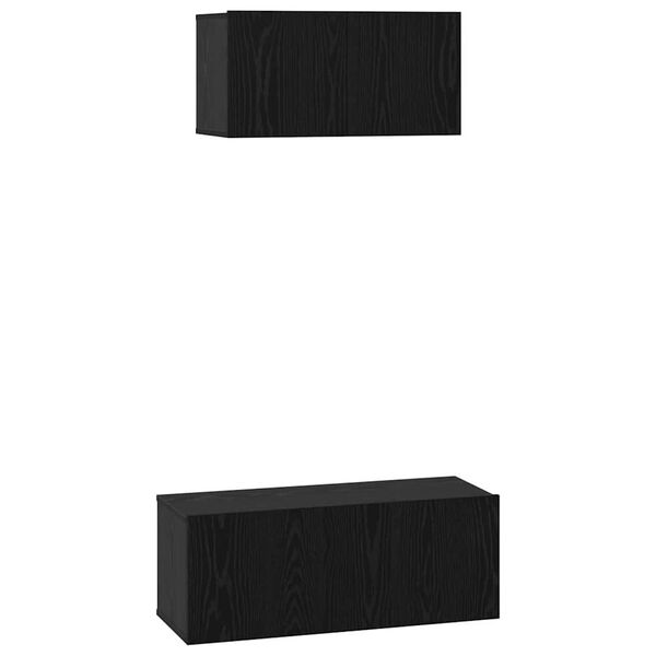 vidaXL Conjunto de mueble de TV 2 pcs Roble Negro Madera de ingenier&iacute;a