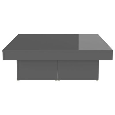 vidaXL Mesa de centro madera contrachapada gris brillante 90x90x28 cm