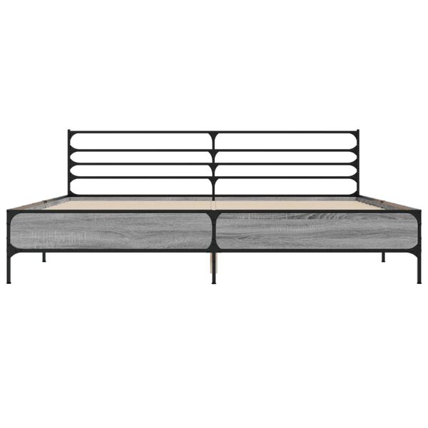 vidaXL Estructura cama madera ingeniería metal gris Sonoma 200x200 cm