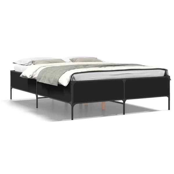 vidaXL Estructura de cama madera de ingenier&iacute;a y metal negro 150x200cm