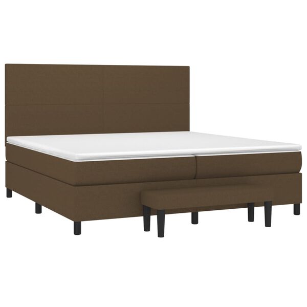 vidaXL Cama box spring con colch&oacute;n tela marr&oacute;n oscuro 200x200 cm