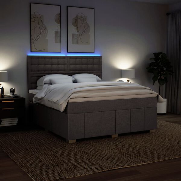 vidaXL Cama box spring con colch&oacute;n tela gris taupe 180x200 cm