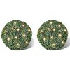 vidaXL Hoja Artificial Bola de poda 35 cm Con cuerda de LED solar 2 piezas