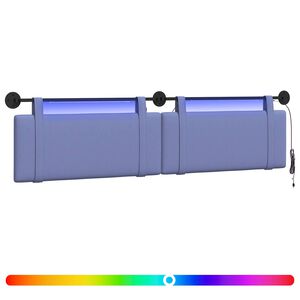 vidaXL Cabecero colgante Con luz LED Azul jeans Tela