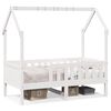 vidaXL Cama con forma de casa para ni&ntilde;os madera maciza blanco 80x160cm