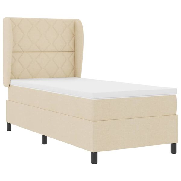 vidaXL Cama tipo Box Spring con colch&oacute;n Crema 100 x 200 cm tela