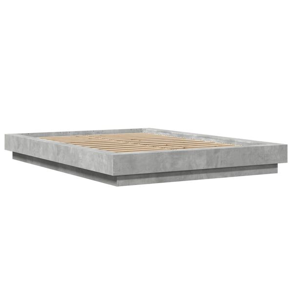 vidaXL Estructura de cama madera de ingeniería gris hormigón 140x190cm
