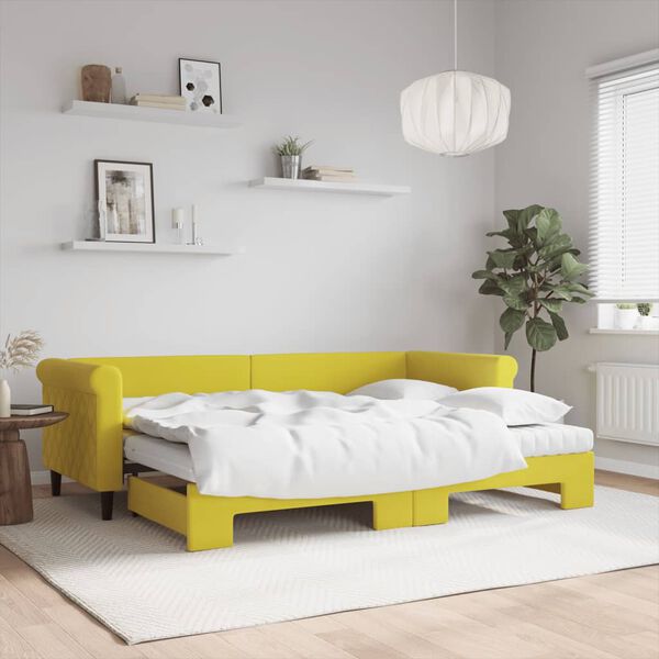 vidaXL Sofá cama nido con colchón terciopelo amarillo 80x200 cm