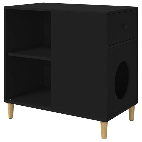 vidaXL Casa para Gatos Negro 72 x 42.5 x 70 cm Madera de ingenier&iacute;a