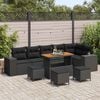 vidaXL Conjunto de sof&aacute; de jard&iacute;n 10 pcs Negro rat&aacute;n sint&eacute;tico
