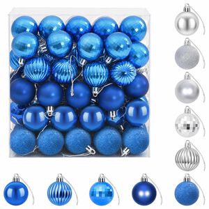 vidaXL Juego de bolas navide&ntilde;as 100 uds. Azul y plateado 4 cm