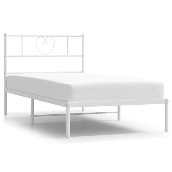 vidaXL Estructura cama sin colch&oacute;n con cabecero metal blanco 75x190 cm