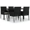 vidaXL Set de muebles jard&iacute;n 5 pzas con cojines rat&aacute;n sint&eacute;tico negro