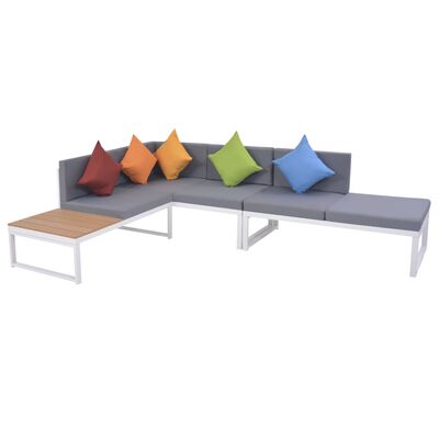 vidaXL Set de muebles de jardín 5 piezas y cojines aluminio y WPC