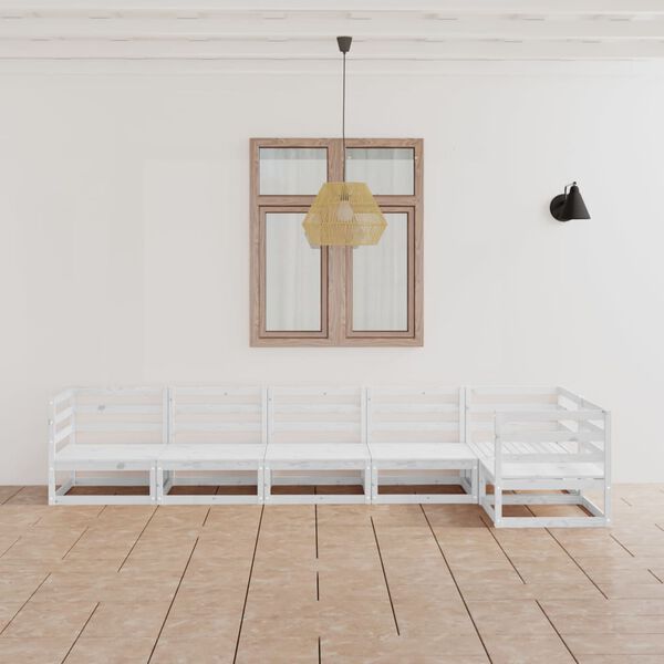 vidaXL Set de sal&oacute;n de jard&iacute;n de 6 piezas blanco madera maciza de pino