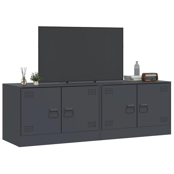 vidaXL Muebles para TV 2 unidades acero gris antracita 67x39x44 cm