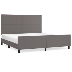 vidaXL Estructura de cama con cabecero cuero sint&eacute;tico gris 180x200cm