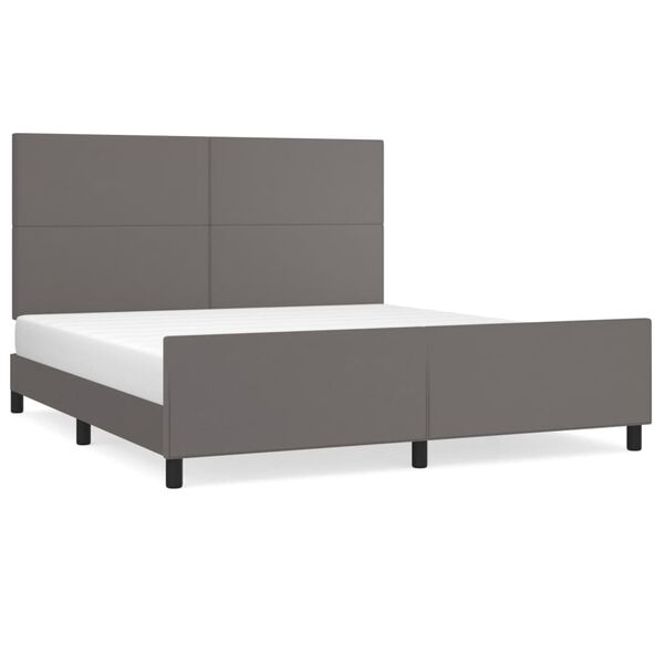 vidaXL Estructura de cama con cabecero cuero sint&eacute;tico gris 180x200cm