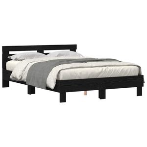 vidaXL Estructura de cama con LED Roble Negro 140 x 200 cm