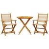 vidaXL Juego de bistro de 3 piezas polipropileno y madera maciza beige