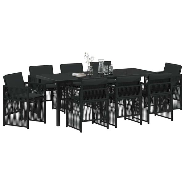 vidaXL Conjunto de Comedor de Jard&iacute;n 9 pcs Negro