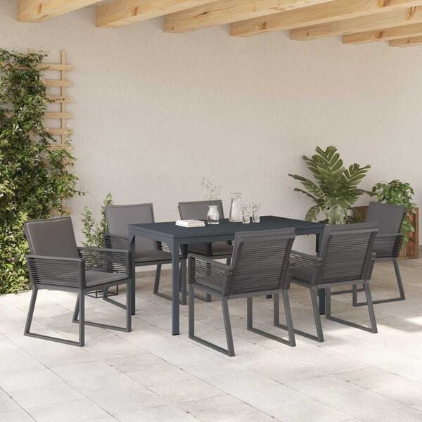 vidaXL Conjunto de Comedor de Jard&iacute;n 7 pcs Antracita rat&aacute;n sint&eacute;tico