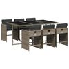 vidaXL Set comedor jard&iacute;n 7 pzas y cojines rat&aacute;n sint&eacute;tico gris