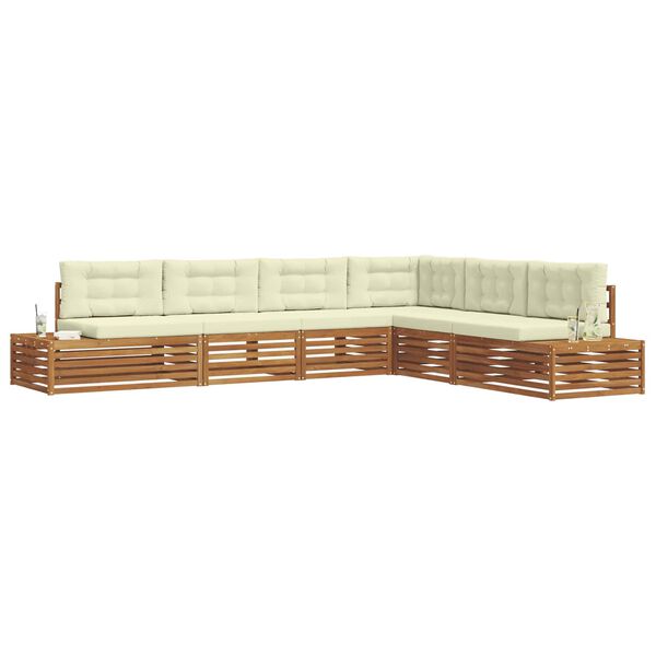 vidaXL Conjunto de sof&aacute;s de exterior con coj&iacute;n 6 Pieza Natural y Crema