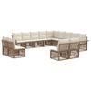 vidaXL Conjunto de sof&aacute;s de jard&iacute;n 13 pcs Beige rat&aacute;n sint&eacute;tico