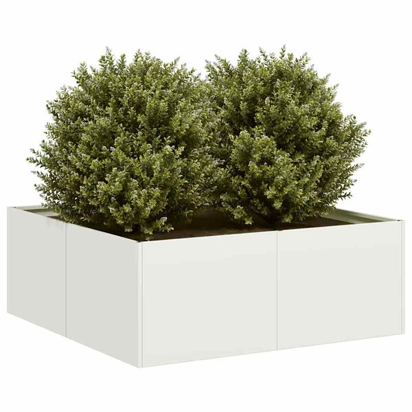 vidaXL Jardinera acero blanco 80x80x30 cm