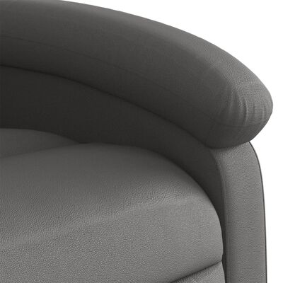 vidaXL Sillón reclinable eléctrico elevable cuero auténtico gris