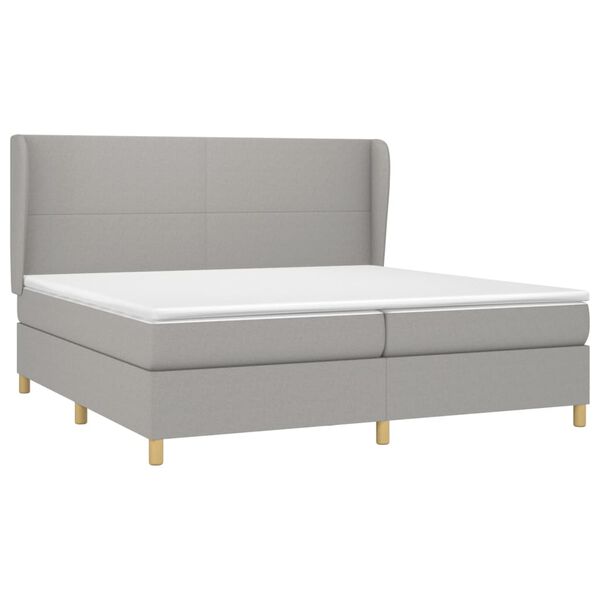 vidaXL Cama box spring con colch&oacute;n tela gris claro 200x200 cm