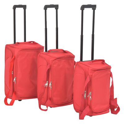 vidaXL Juego de 3 maletas rojas