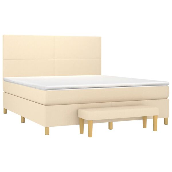 vidaXL Cama box spring con colch&oacute;n tela color crema 180x200 cm