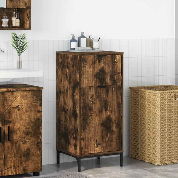 vidaXL Gabinete de Ba&ntilde;o con caj&oacute;n Roble ahumado 39,5 x 36 x 88 cm